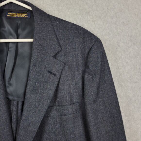 Brooks Brothers 100% Wool Black LS 2 Button Notch Suit Blazer Men's 42R USA Made - Picture 4 of 13